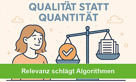 Eine gezeichnete Frau schaut auf eine Waage