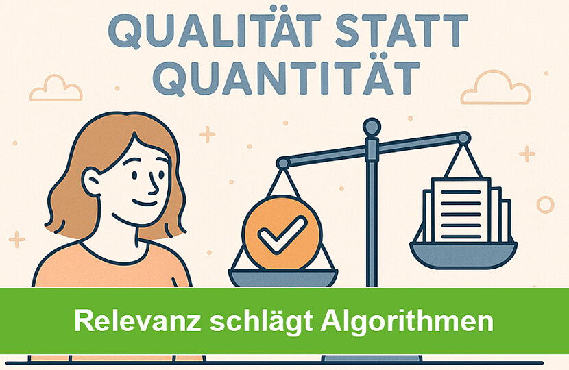 Eine gezeichnete Frau schaut auf eine Waage