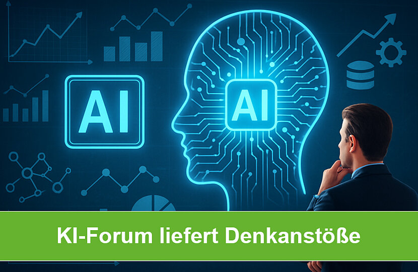 Ein Mann schaut auf AI erstellte Grafiken