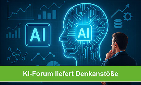 Ein Mann schaut auf AI erstellte Grafiken