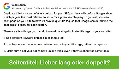 Screenshot Google SEO zum Seitentitel