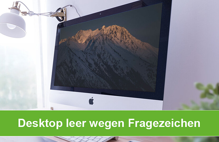 Word löscht meinen Desktop: Wenn ein Fragezeichen im Dateinamen alle Dateien verschwinden lässt Ein PC-Monitor mit einem Hintergrundbild und leerem Desktop