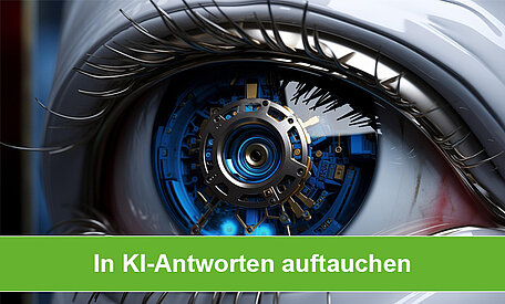Ein mechanisches Auge von einem Roboter in Nahaufnahme