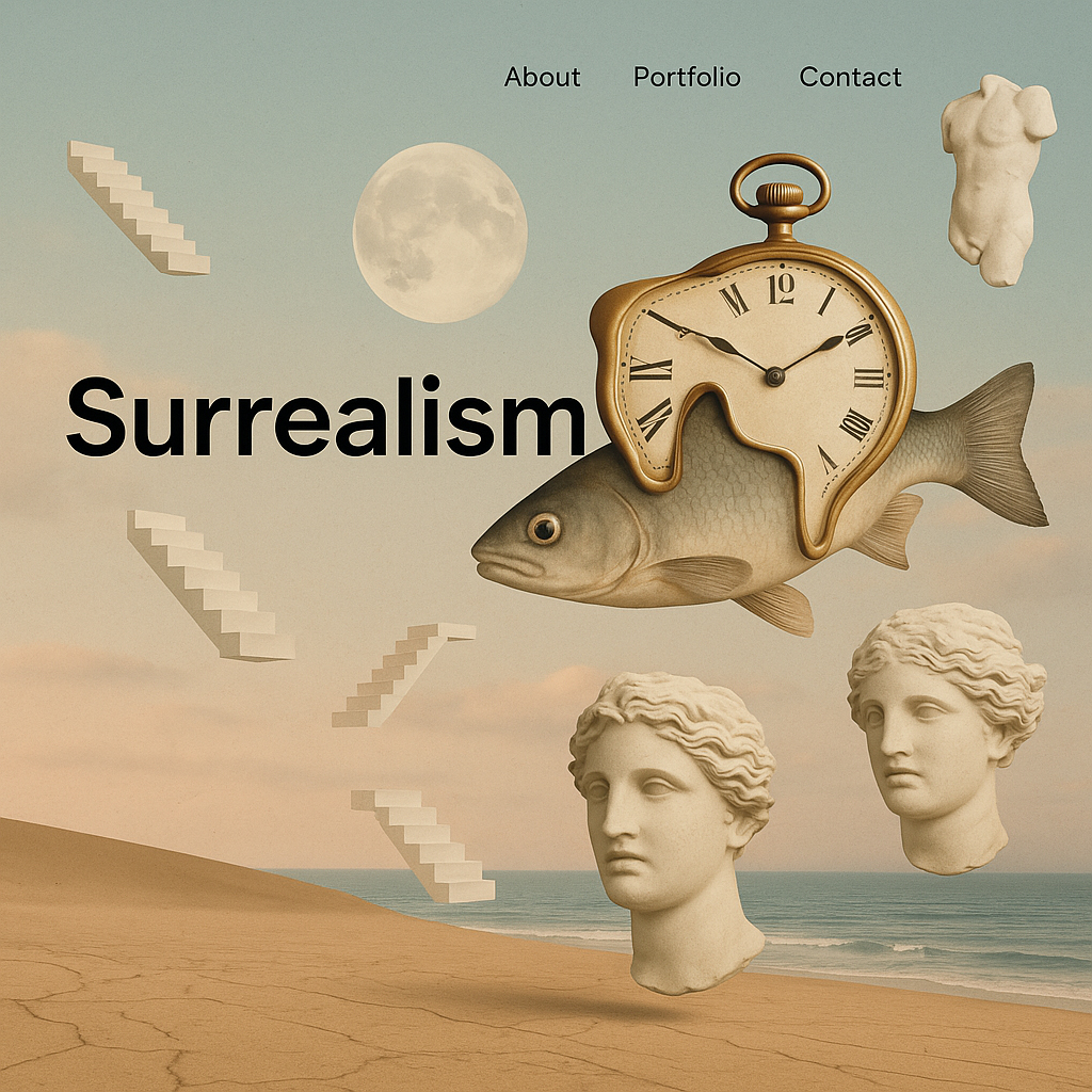 Praxisbeispiel für Surrealismus-Collage im Webdesign Praxisbeispiel für Surrealismus-Collage im Webdesign