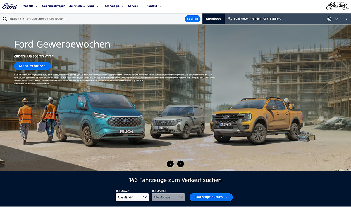 Screenshot Website Autohaus Ford Meyer