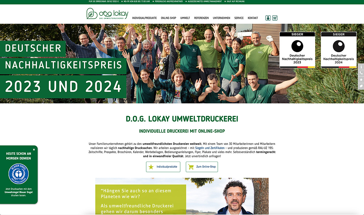 Screenshot Website D.O.G. Lokay Umweltdruckerei 