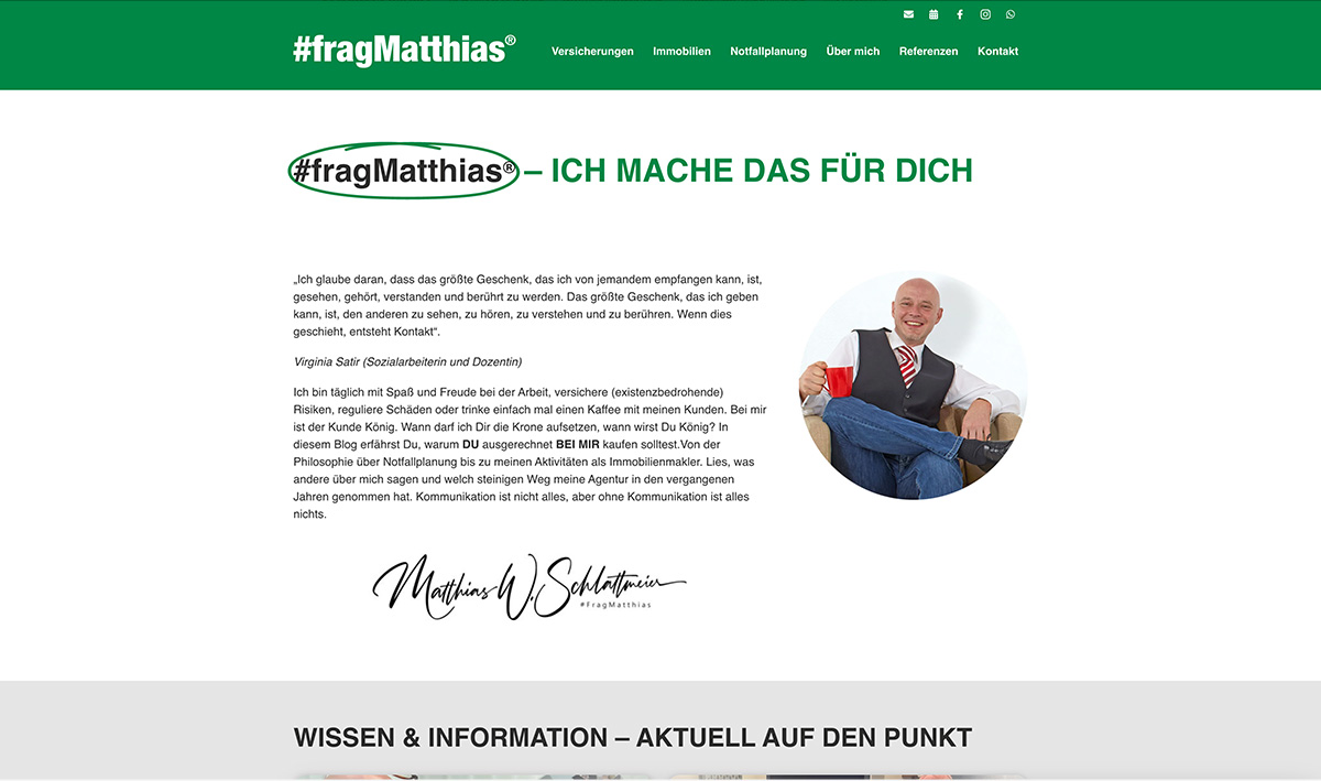 Screenshot der Website #fragMatthias 