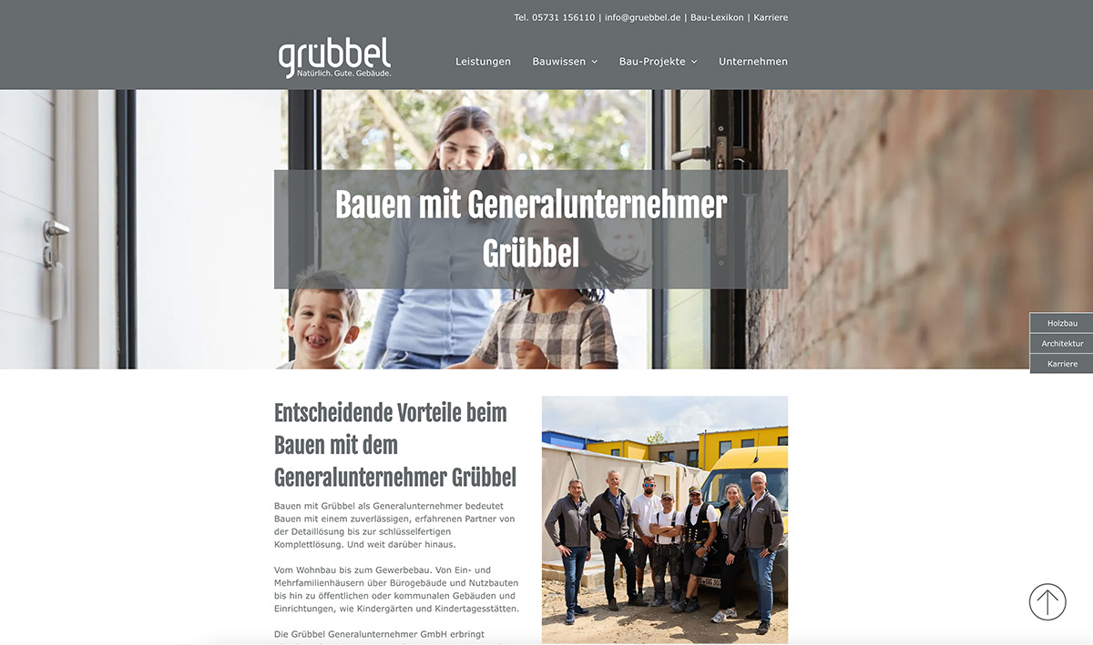 Screenshot der Website Grübbel