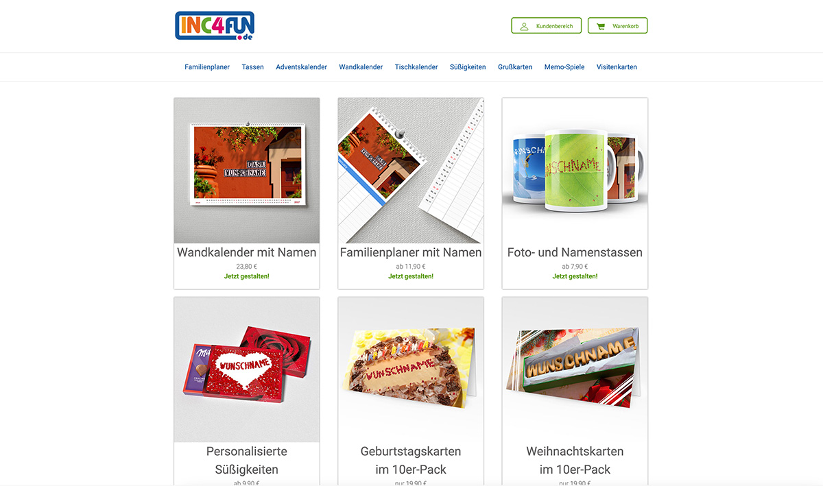 Screenshot der Website Inc4Fun