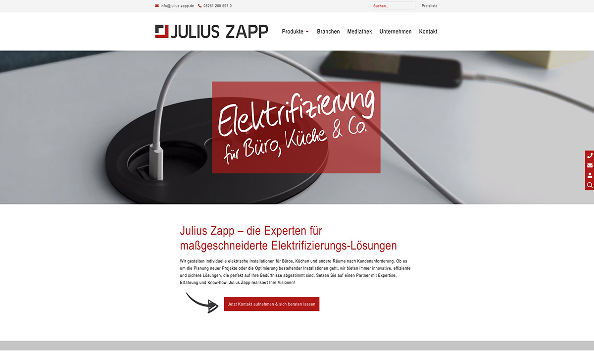 Screenshot der Website Julius Zapp