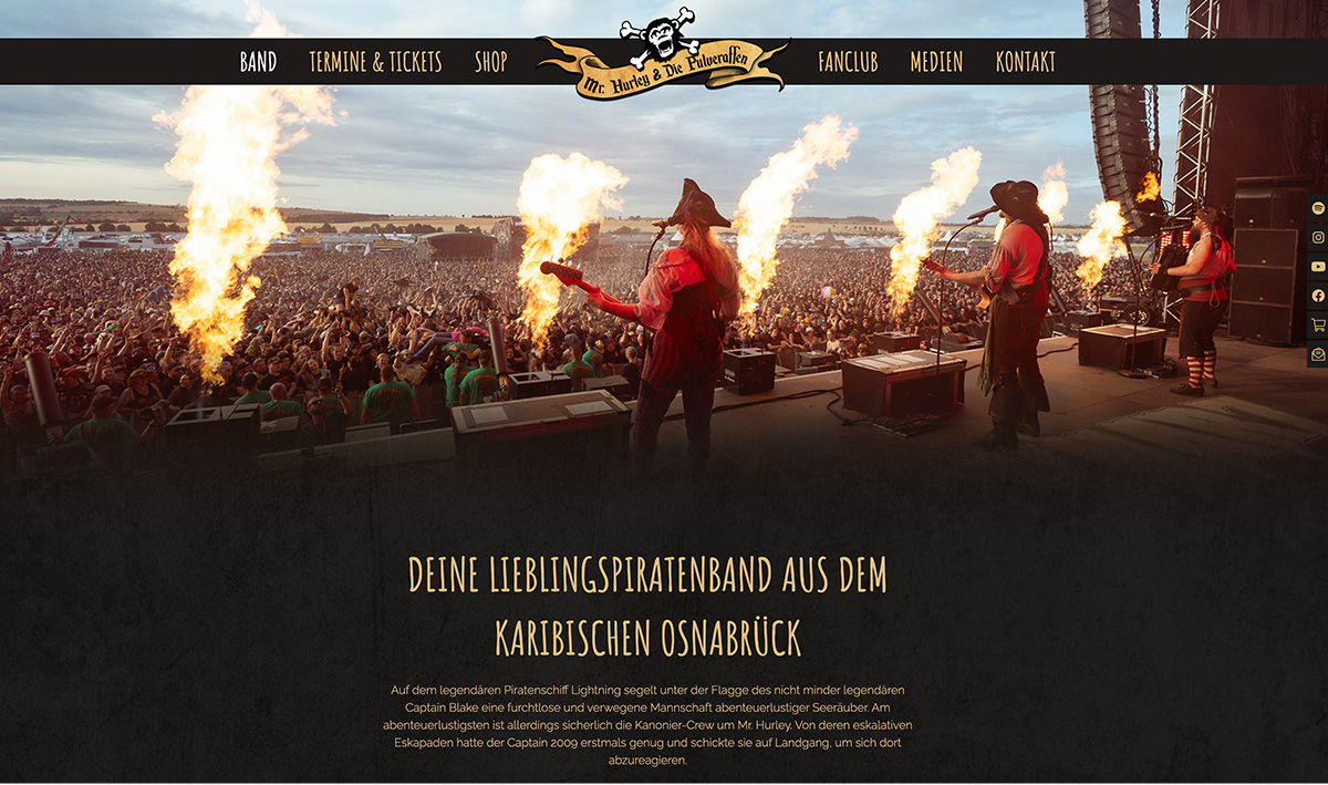 Screenshot Website Mr. Hurley & Die Pulveraffen