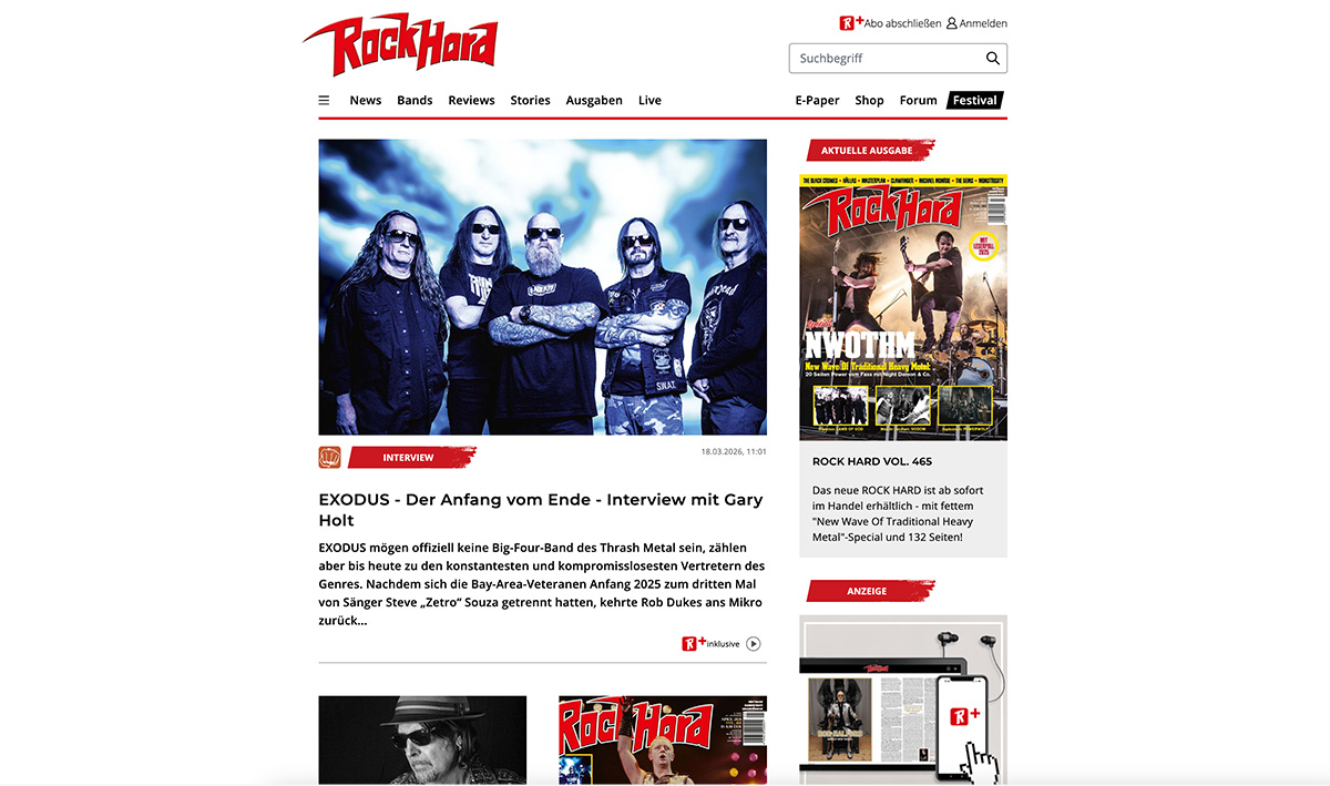 Screenshot Website ROCK HARD