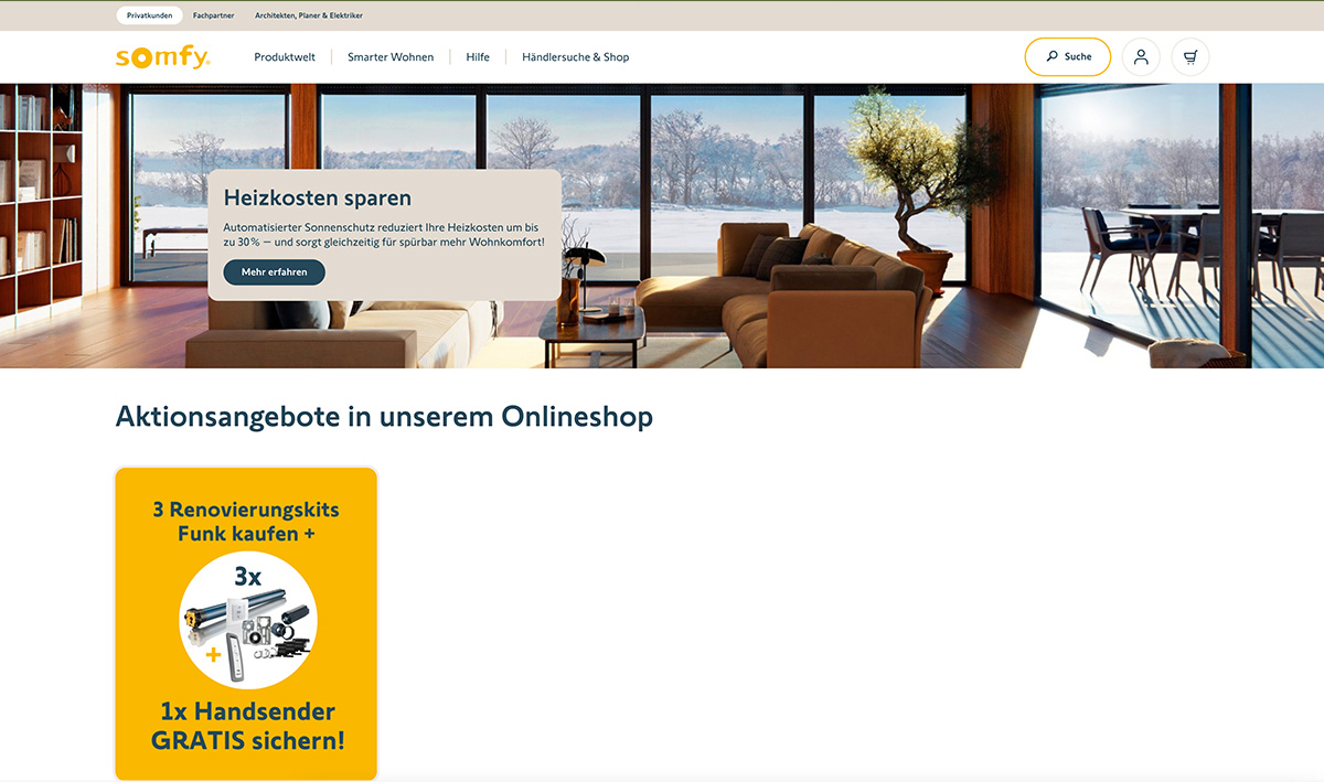Screenshot Website Somfy