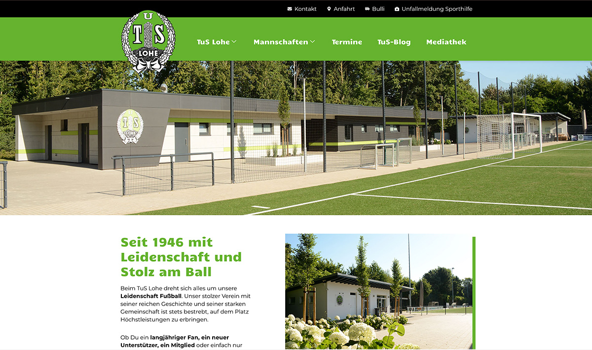 Website TuS Lohe Screenshot der Website TuS Lohe