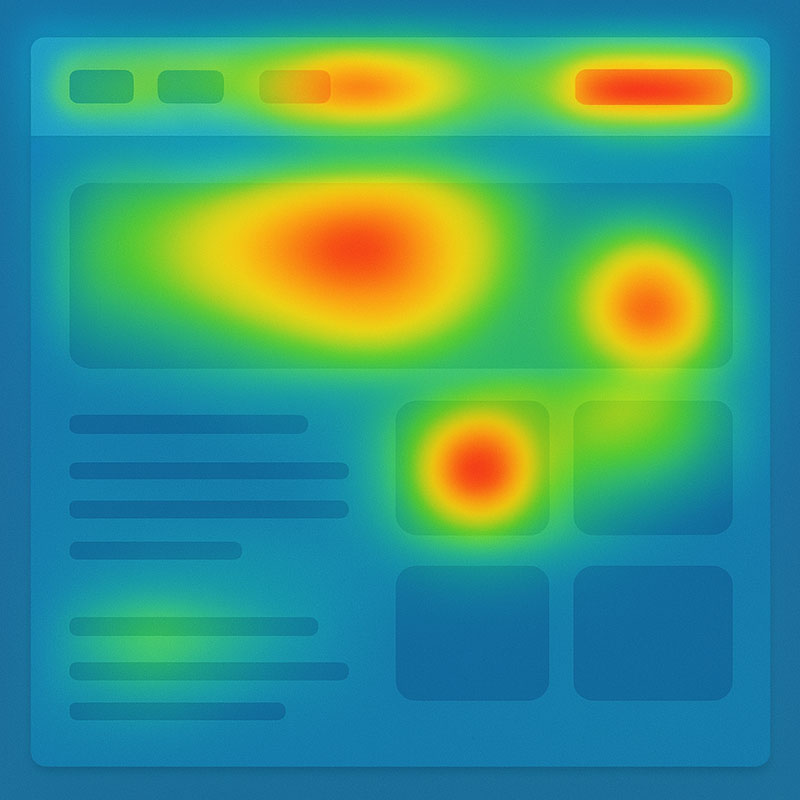 Nutzung von Heatmaps: Beispiele Eine Website mit analysierter Heatmap darüber
