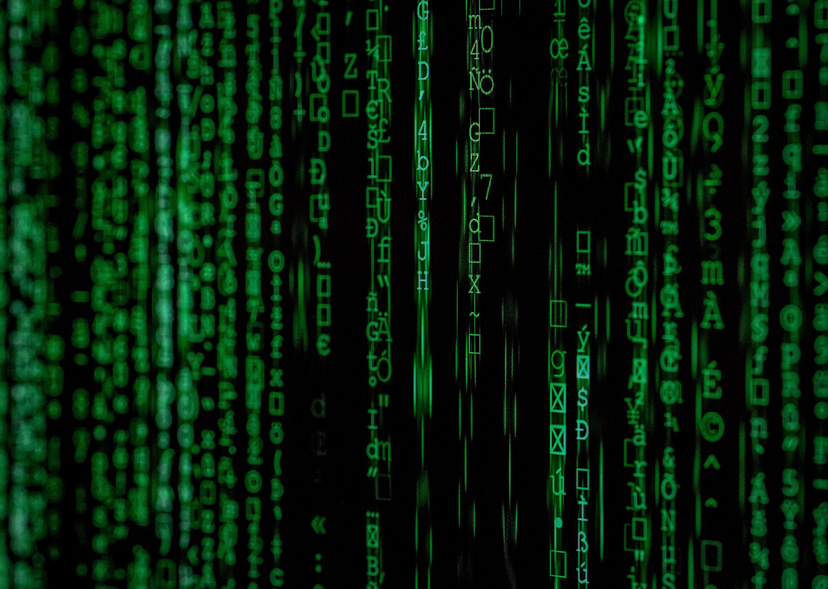 Matrix-Film-Standbild von Schriften